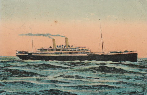 SHIPPING PASSENGER LINER TWIN FUNNEL POSTCARD