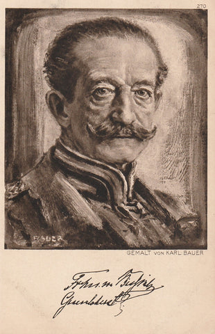 MILITARY WWI GERMAN GENERAL? ARTIST VON KARL BAUER POSTCARD