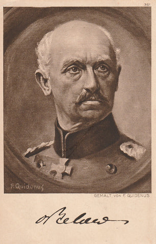 MILITARY WWI GERMAN GENERAL? ARTIST VON F QUIDENUS POSTCARD