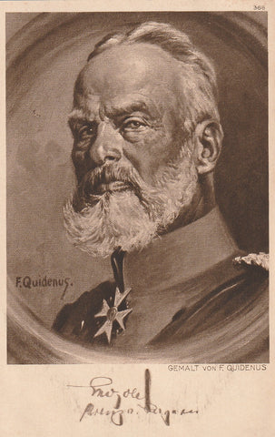 MILITARY WWI GERMAN GENERAL? ARTIST VON F QUIDENUS POSTCARD