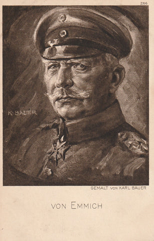 MILITARY WWI GERMAN GENERAL VON EMMICH ARTIST VON KARL BAUER POSTCARD