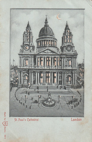 GB ST PAUL'S CATHEDRAL HOLD TO LIGHT POSTCARD