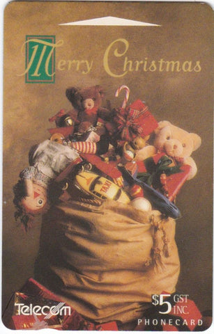 TELECOM CHRISTMAS SANTA’S SACK $5 PHONECARD UNUSED