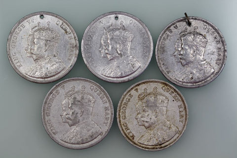 CORONATION GEORGE V 1911 ALUMINIUM MEDALLION  x 5