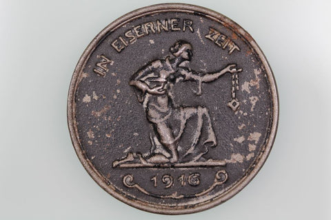 GERMANY PATRIOTIC 1916 GOLD FOR IRON MEDAL IN CAST IRON