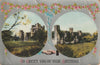 BIRTHDAY GREETINGS CASTLES AND HANDSHAKE EMBOSSED FLOWERS POSTCARD