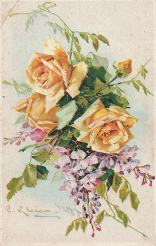 ROSES CHRISTINA KLEIN ARTIST SIGNED POSTCARD