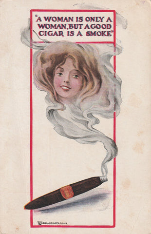 GLAMOUR USA ART DECO WOMAN & A GOOD CIGAR POSTCARD