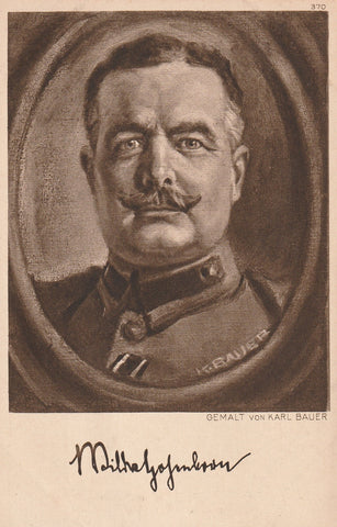 MILITARY WWI GERMAN GENERAL? ARTIST VON KARL BAUER POSTCARD