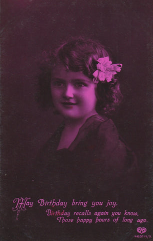 PINK HUED GLAMOUR BIRTHDAY GIRL REAL PHOTO POSTCARD